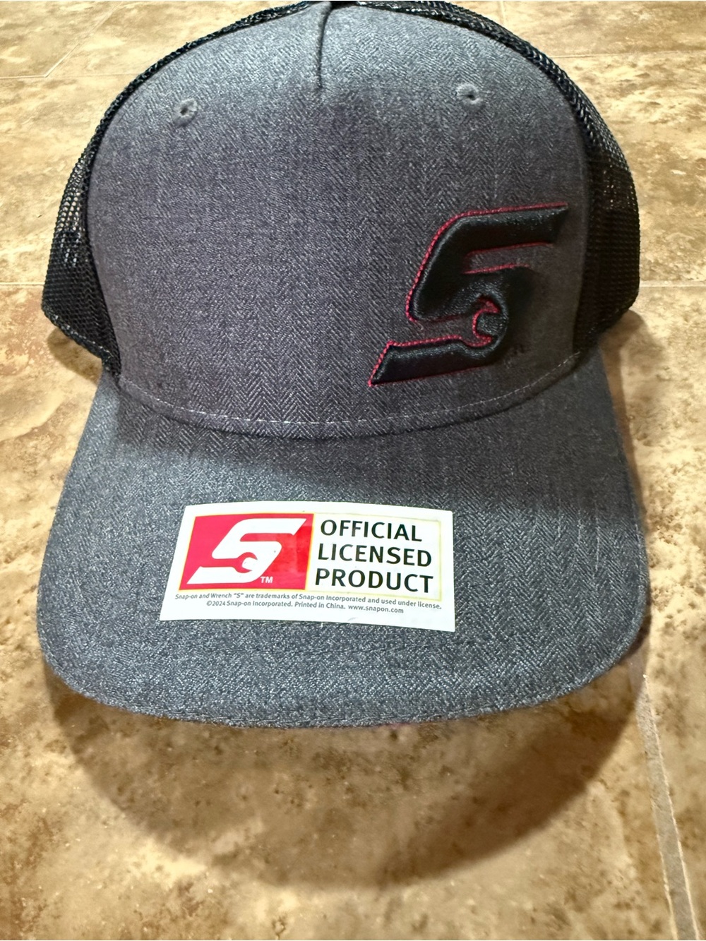 Snap-On Gray Trucker Cap with Red-Trim Logo - Official Licensed Product